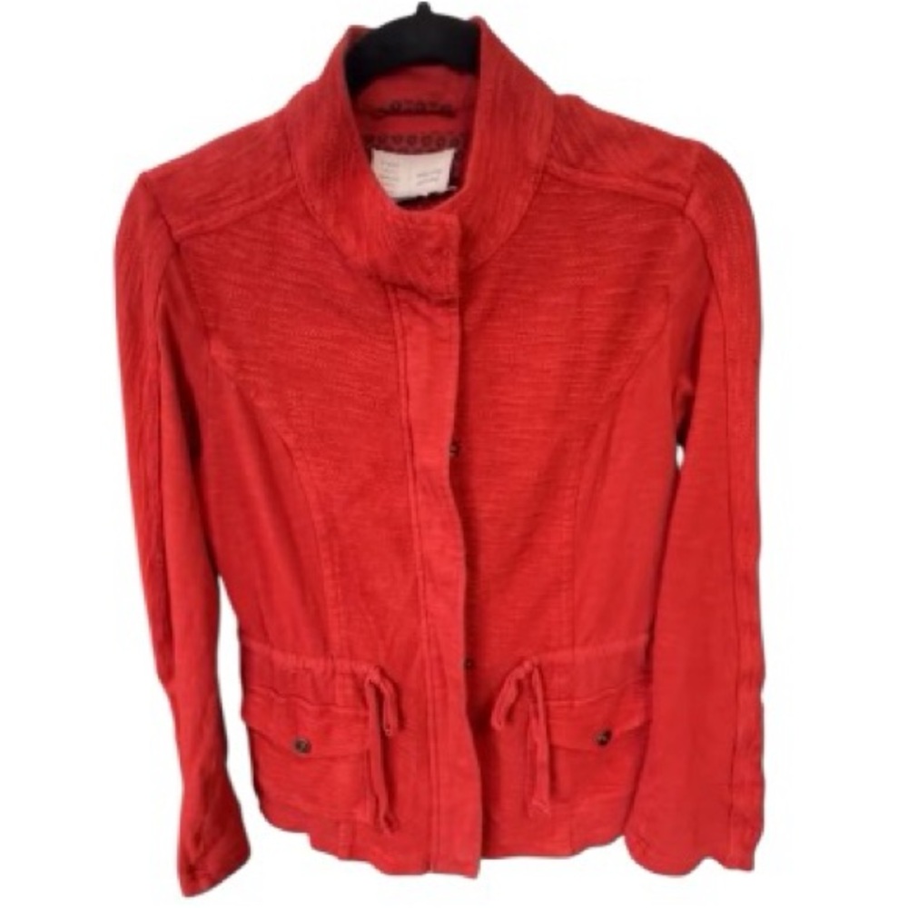 Anthropologie Saturday Sunday Cotton Zipper Red jacket Size S